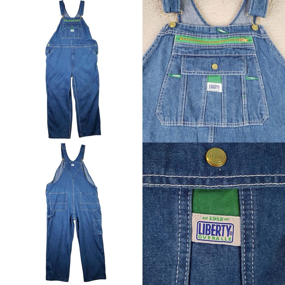 Liberty Bib Overalls Men’s 46x30 Blue Denim Workwear Carpenter Utility Pockets